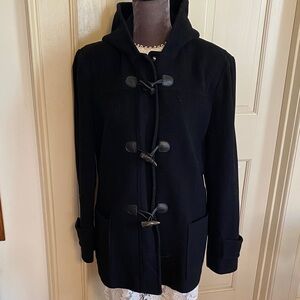 Michael Kors Women's Black Pea Coat Toggle Buttons Size XL